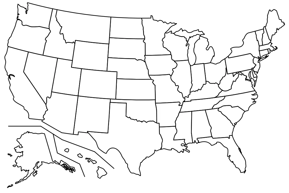 Map of the United States showing nationwide assessment coverage